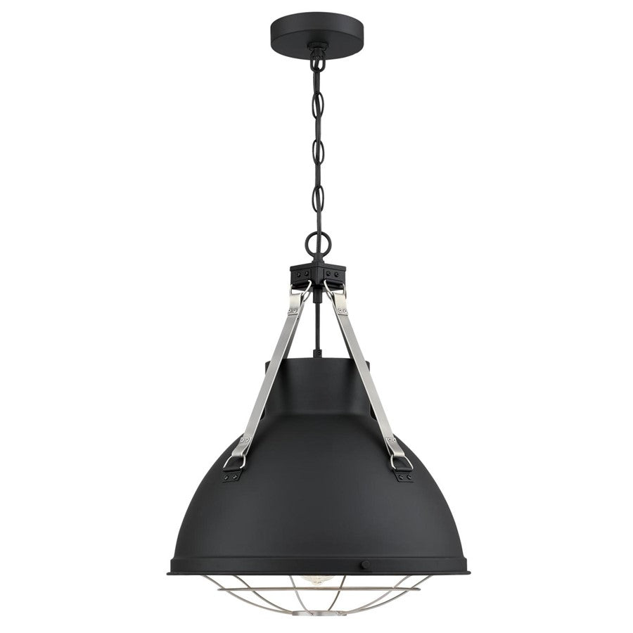 Westinghouse Bartley 16in 1-Light Pendant | Industrial Matte Black and Dark Pewter Cage Shade | Kitchen Island & Dining Room | Model 6116300