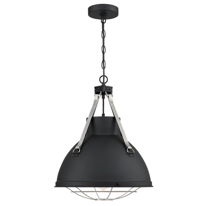 Westinghouse Bartley 16in 1-Light Pendant | Industrial Matte Black and Dark Pewter Cage Shade | Kitchen Island & Dining Room | Model 6116300