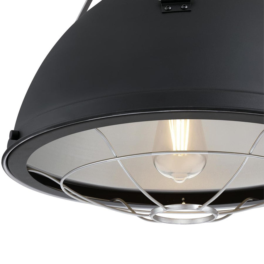 Westinghouse Bartley 16in 1-Light Pendant | Industrial Matte Black and Dark Pewter Cage Shade | Kitchen Island & Dining Room | Model 6116300