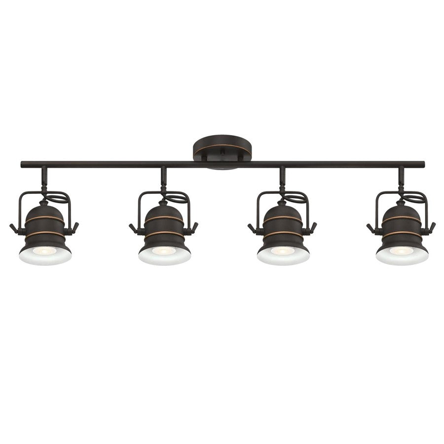 Westinghouse Boswell 36in 4-Light Track Light | Vintage Oil-Rubbed Bronze Metal Shades | Kitchen Island & Hallway | 36 x 5 x 10 in | Model 6116800