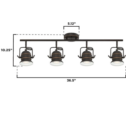 Westinghouse Boswell 36in 4-Light Track Light | Vintage Oil-Rubbed Bronze Metal Shades | Kitchen Island & Hallway | 36 x 5 x 10 in | Model 6116800