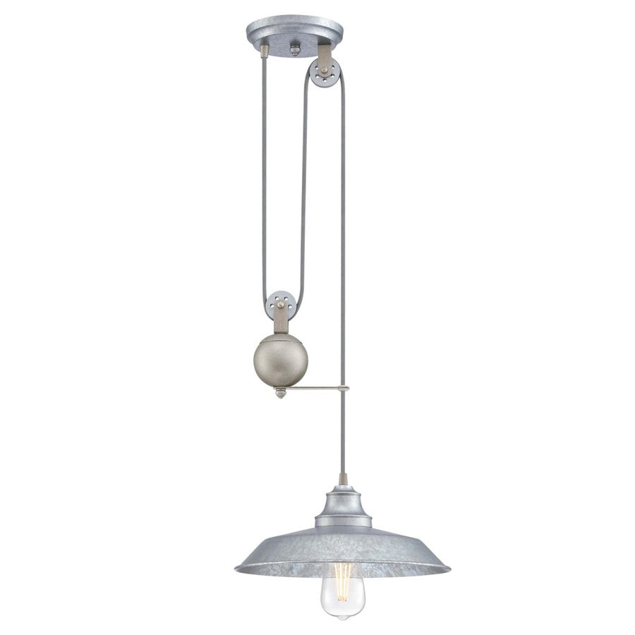 Westinghouse Iron Hill 12in 1-Light Pendant | Vintage Galvanized Steel and Metal Shade | Kitchen Island & Dining Room | Model 6117000