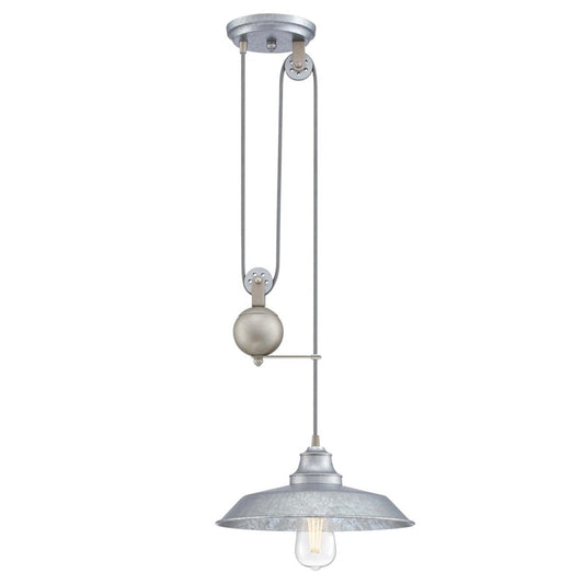 Westinghouse Iron Hill 12in 1-Light Pendant | Vintage Galvanized Steel and Metal Shade | Kitchen Island & Dining Room | Model 6117000