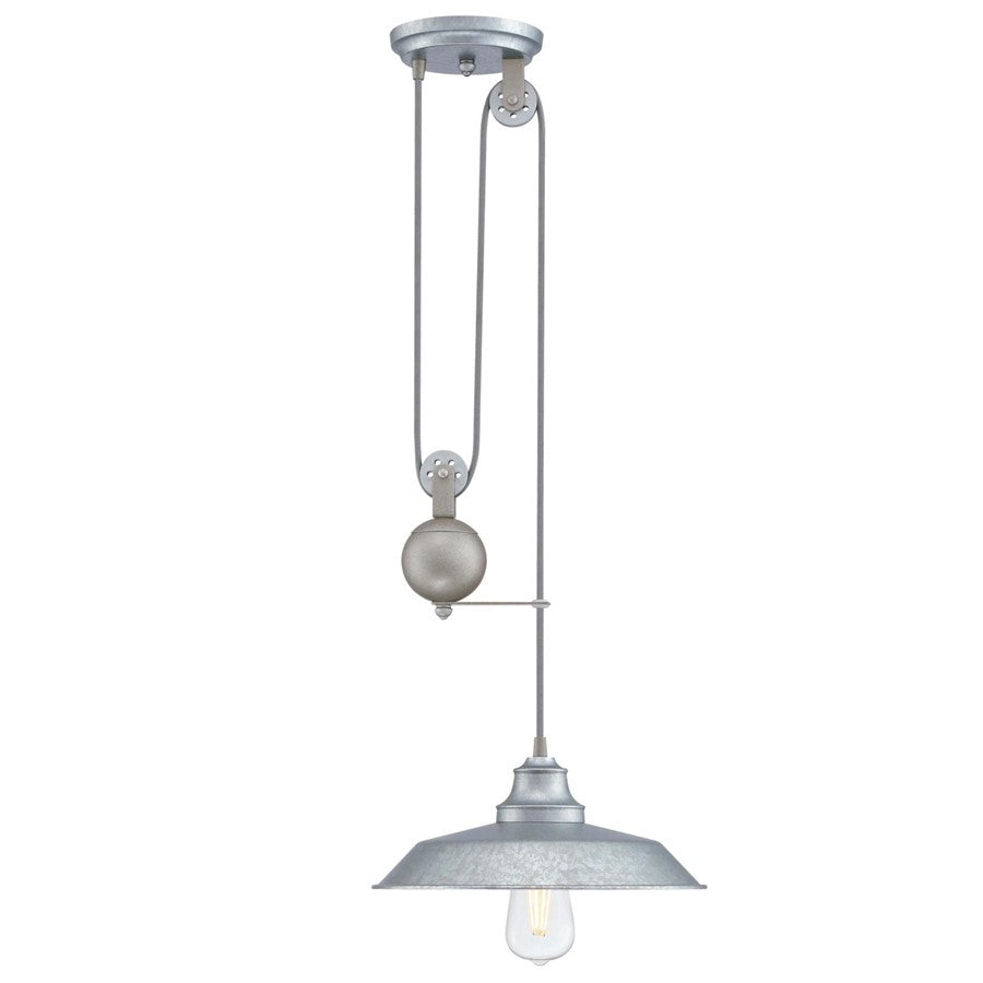 Westinghouse Iron Hill 12in 1-Light Pendant | Vintage Galvanized Steel and Metal Shade | Kitchen Island & Dining Room | Model 6117000