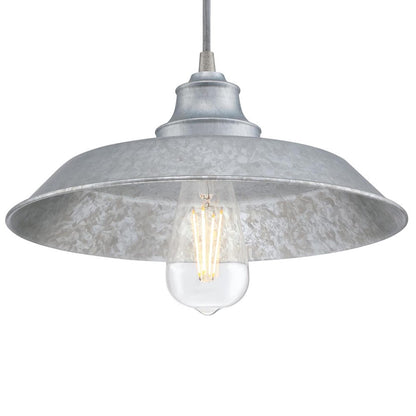 Westinghouse Iron Hill 12in 1-Light Pendant | Vintage Galvanized Steel and Metal Shade | Kitchen Island & Dining Room | Model 6117000