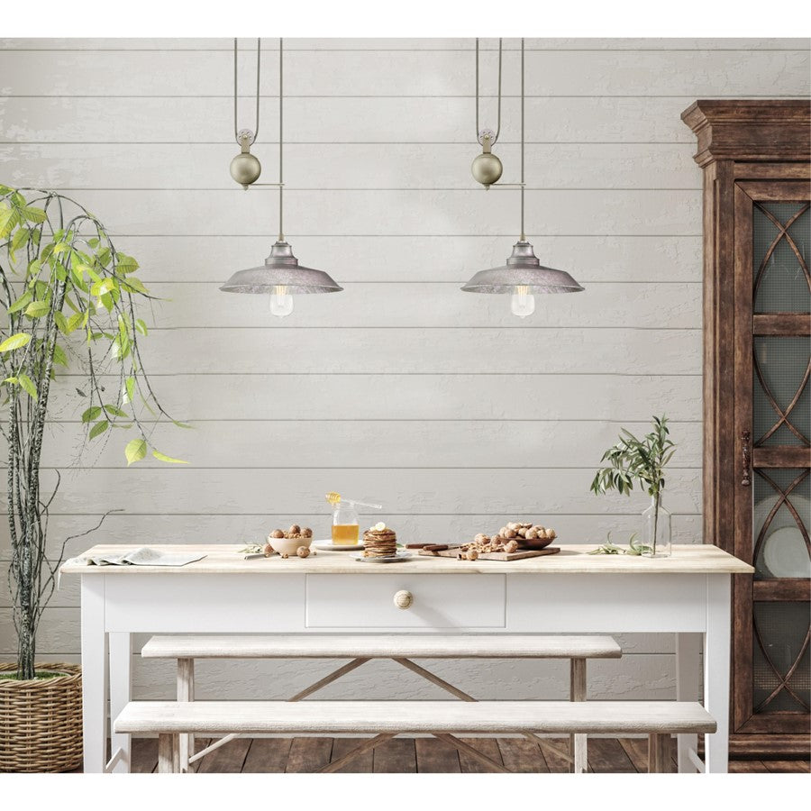 Westinghouse Iron Hill 12in 1-Light Pendant | Vintage Galvanized Steel and Metal Shade | Kitchen Island & Dining Room | Model 6117000