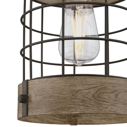 Westinghouse Langston 8in 1-Light Pendant | Vintage Oil-Rubbed Bronze and Vintage Pine Cage Shade | Kitchen Island & Dining Room | Model 6118000