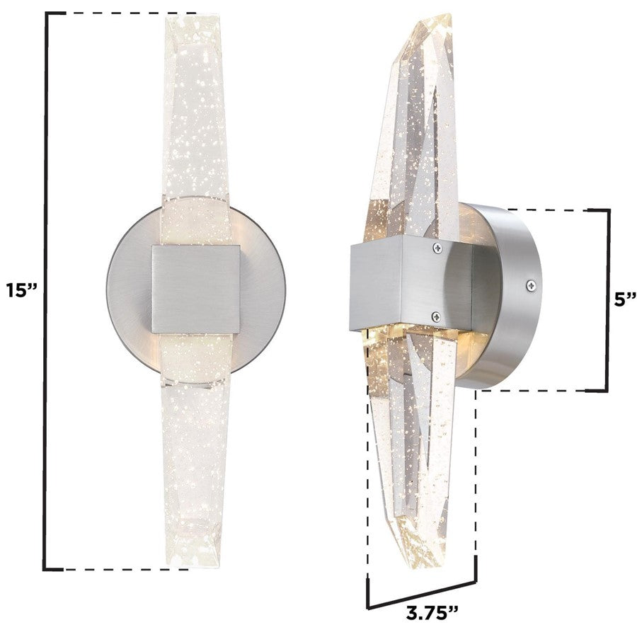 Westinghouse Cava 15in 1-Light Wall Sconce | Contemporary Brushed Nickel and Bubble Glass | Bathroom & Bedroom Accent | 1150 Lumens | Model 6118300