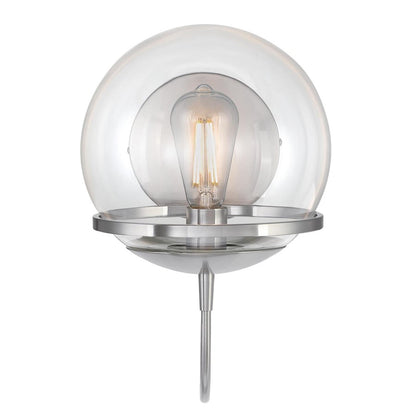 Westinghouse Marla 14in 1-Light Wall Sconce | Contemporary Brushed Nickel and Clear Glass | Bathroom & Bedroom Vanity | Model 6119200
