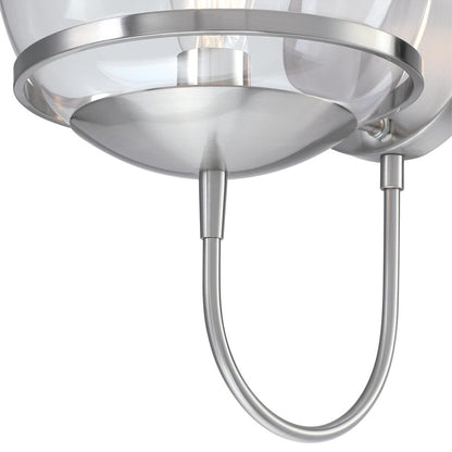 Westinghouse Marla 14in 1-Light Wall Sconce | Contemporary Brushed Nickel and Clear Glass | Bathroom & Bedroom Vanity | Model 6119200