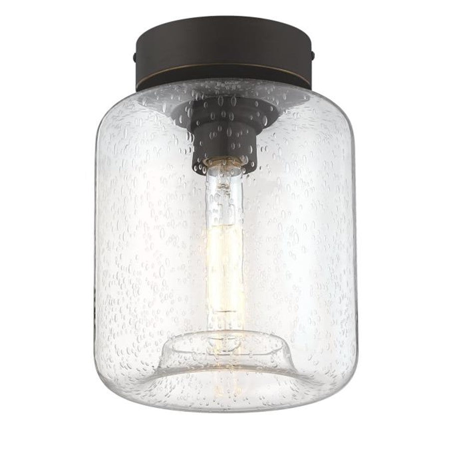 Westinghouse Judd 8in 1-Light Semi-Flush Mount | Transitional Oil Rubbed Bronze and Clear Seeded Glass | Hallway & Living Room | 60W | Model 6119300
