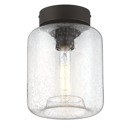 Westinghouse Judd 8in 1-Light Semi-Flush Mount | Transitional Oil Rubbed Bronze and Clear Seeded Glass | Hallway & Living Room | 60W | Model 6119300