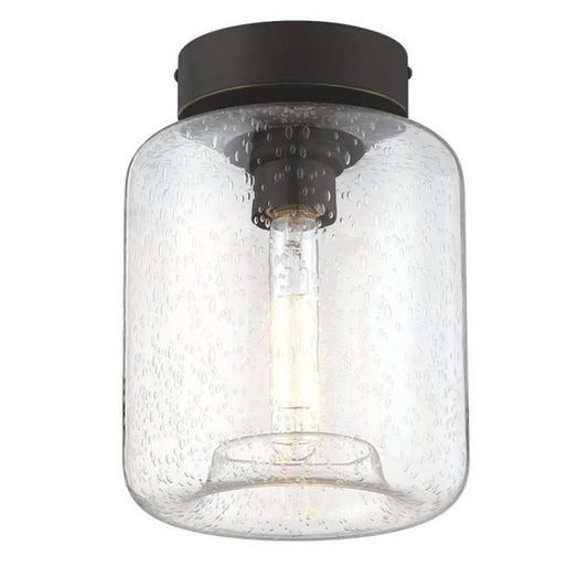 Westinghouse Judd 8in 1-Light Semi-Flush Mount | Transitional Oil Rubbed Bronze and Clear Seeded Glass | Hallway & Living Room | 60W | Model 6119300