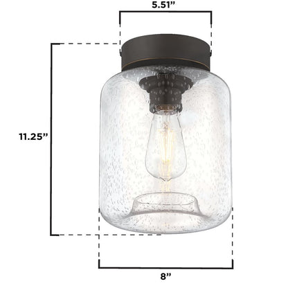 Westinghouse Judd 8in 1-Light Semi-Flush Mount | Transitional Oil Rubbed Bronze and Clear Seeded Glass | Hallway & Living Room | 60W | Model 6119300