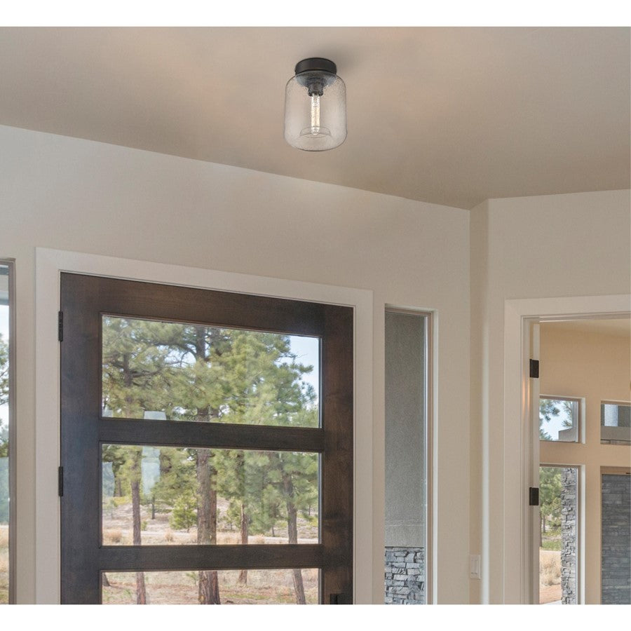 Westinghouse Judd 8in 1-Light Semi-Flush Mount | Transitional Oil Rubbed Bronze and Clear Seeded Glass | Hallway & Living Room | 60W | Model 6119300