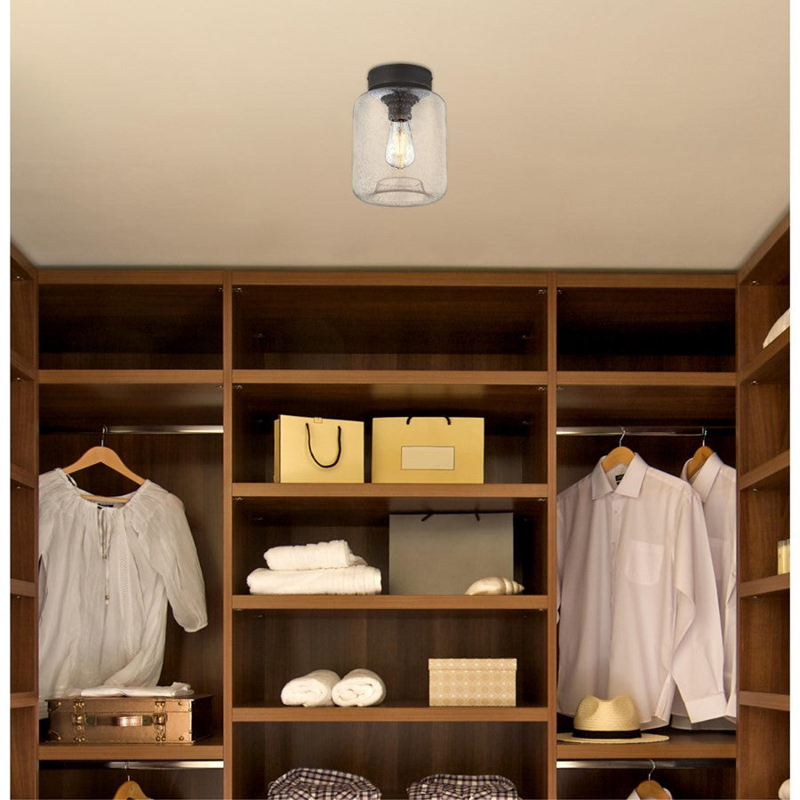 Westinghouse Judd 8in 1-Light Semi-Flush Mount | Transitional Oil Rubbed Bronze and Clear Seeded Glass | Hallway & Living Room | 60W | Model 6119300