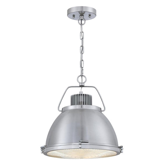 Westinghouse Danzig 14in 1-Light Pendant | Vintage Brushed Nickel and Clear Prismatic Lens | Kitchen Island & Dining Room | Model 6119400