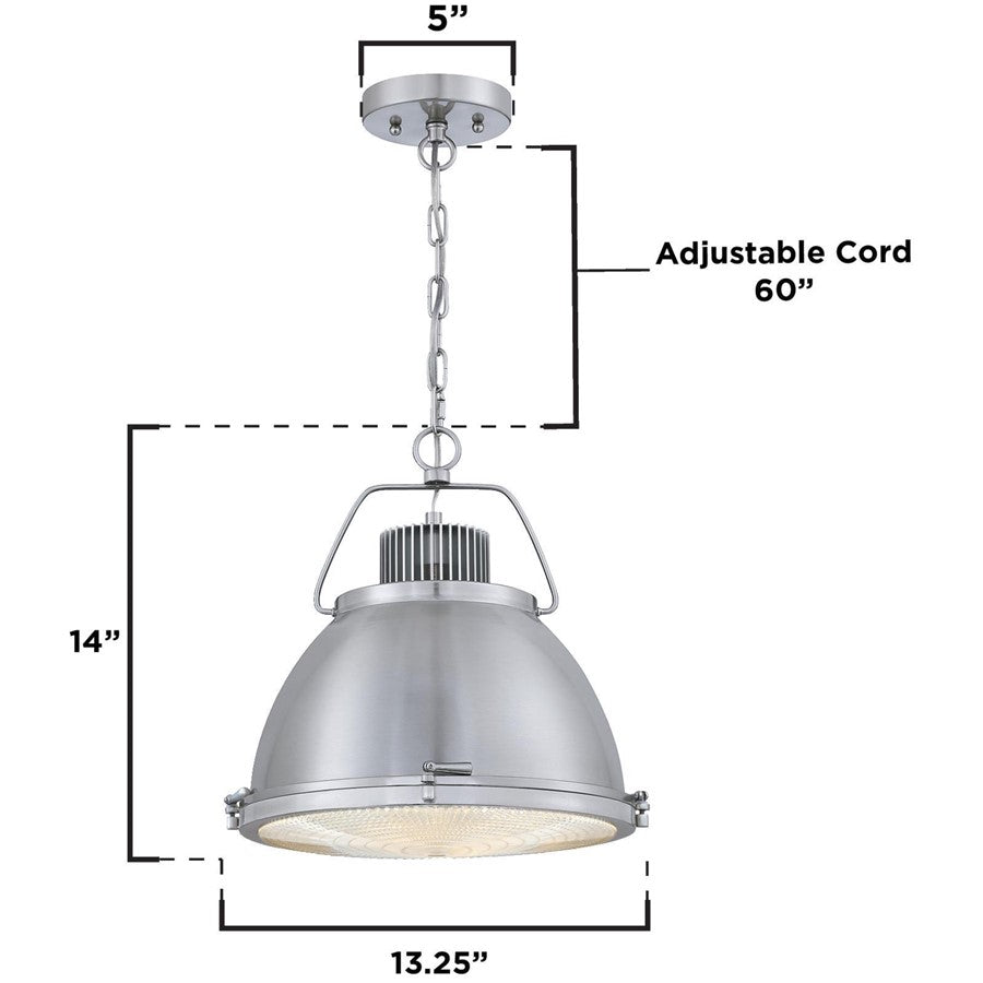 Westinghouse Danzig 14in 1-Light Pendant | Vintage Brushed Nickel and Clear Prismatic Lens | Kitchen Island & Dining Room | Model 6119400