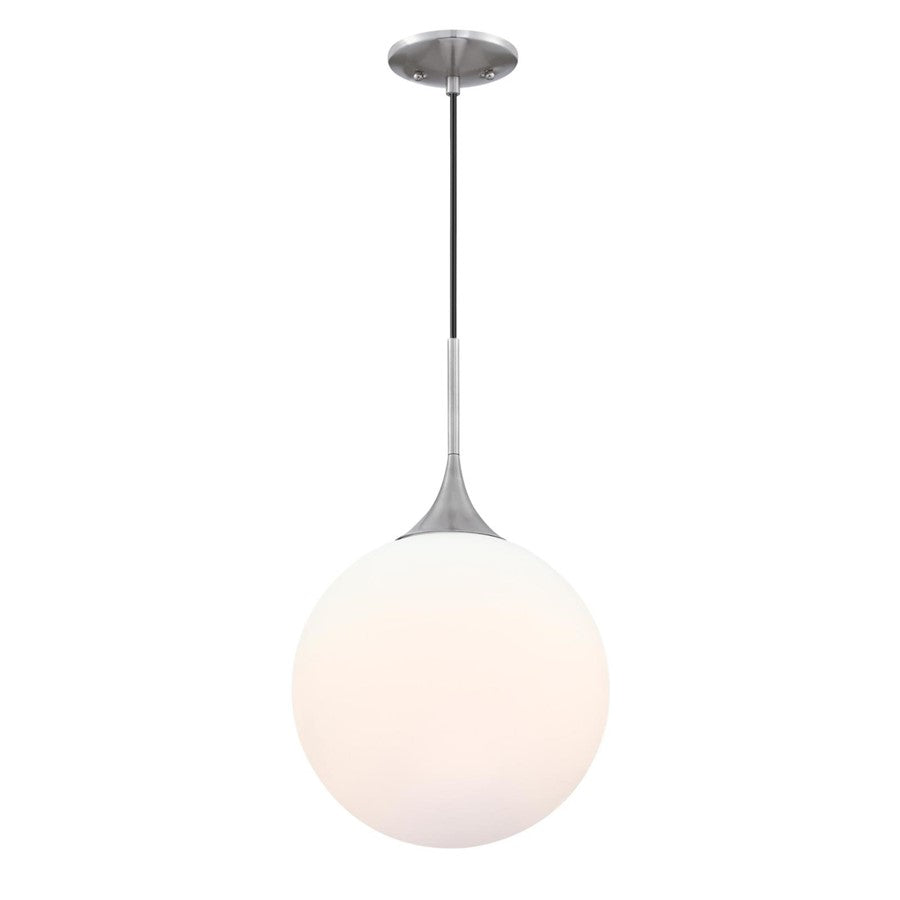 Westinghouse Moretti 19in 1-Light LED Pendant | Contemporary Brushed Nickel and Opal Frosted Glass | Kitchen Island & Breakfast Bar | Model 6119500
