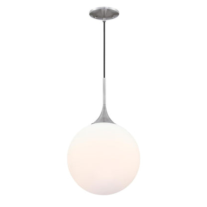 Westinghouse Moretti 19in 1-Light LED Pendant | Contemporary Brushed Nickel and Opal Frosted Glass | Kitchen Island & Breakfast Bar | Model 6119500