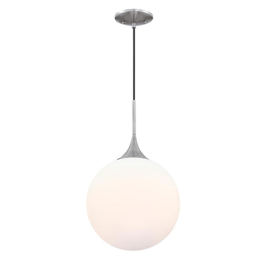 Westinghouse Moretti 19in 1-Light LED Pendant | Contemporary Brushed Nickel and Opal Frosted Glass | Kitchen Island & Breakfast Bar | Model 6119500