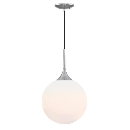 Westinghouse Moretti 19in 1-Light LED Pendant | Contemporary Brushed Nickel and Opal Frosted Glass | Kitchen Island & Breakfast Bar | Model 6119500
