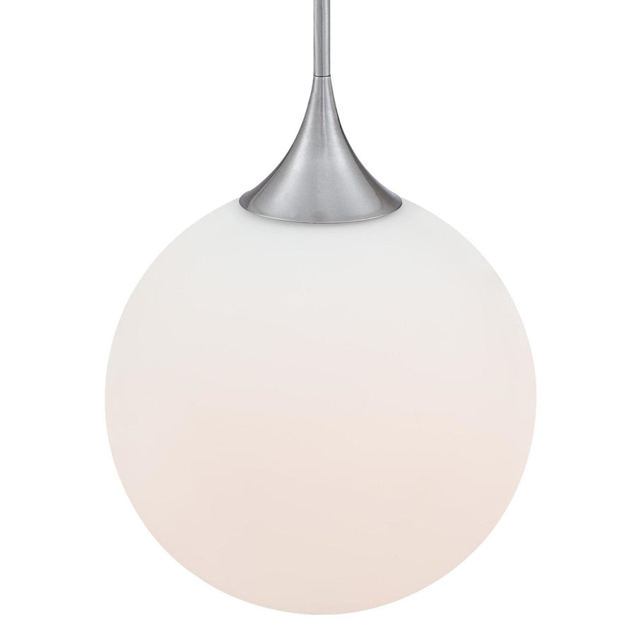 Westinghouse Moretti 19in 1-Light LED Pendant | Contemporary Brushed Nickel and Opal Frosted Glass | Kitchen Island & Breakfast Bar | Model 6119500