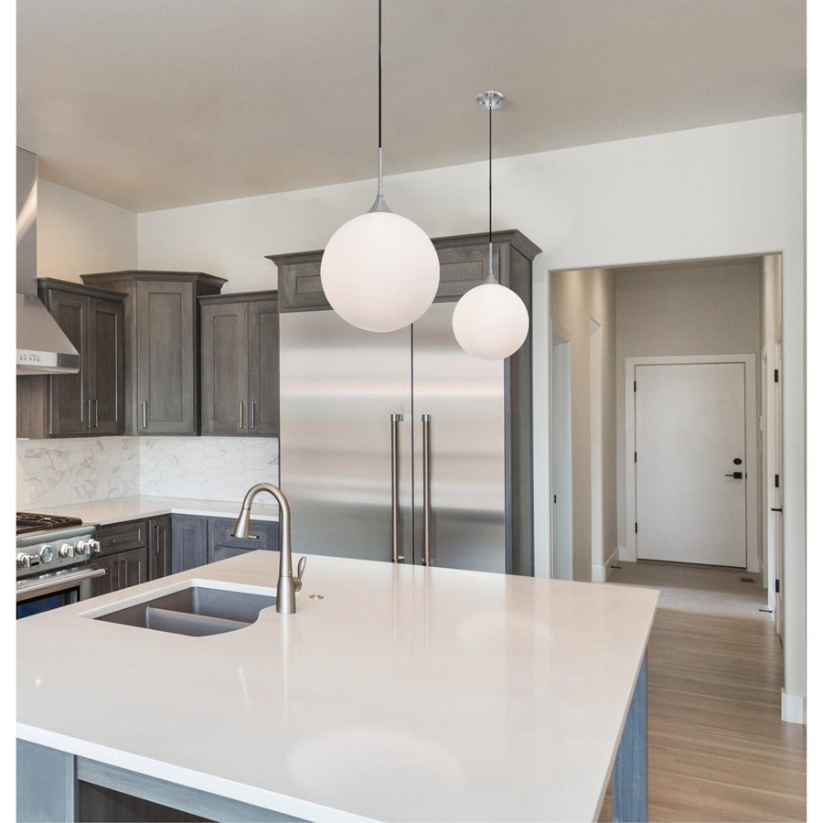 Westinghouse Moretti 19in 1-Light LED Pendant | Contemporary Brushed Nickel and Opal Frosted Glass | Kitchen Island & Breakfast Bar | Model 6119500