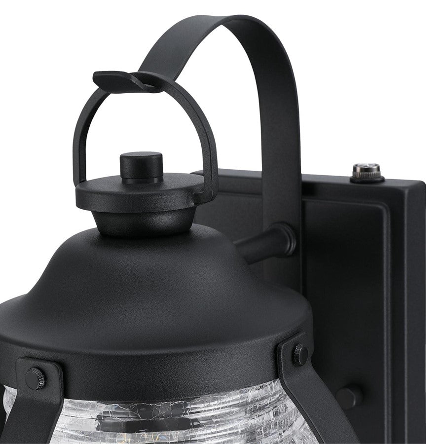 Westinghouse Canyon 12in 1-Light Outdoor Wall Sconce | Rustic Textured Black and Clear Crackle Glass | Porch & Patio Entryway | Model 6120400