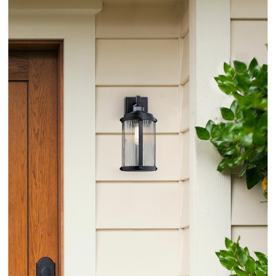 Westinghouse Armin 1 Light Wall Light, Textured Black/Clear Ribbed