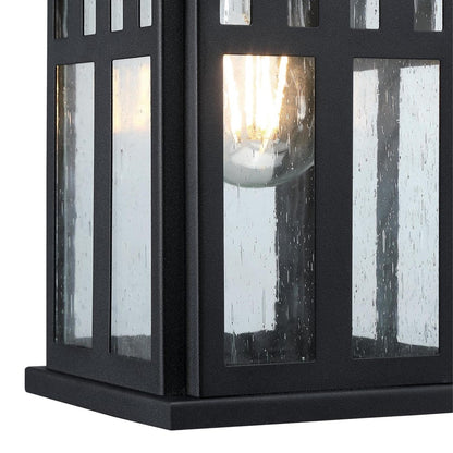 Westinghouse Burnham 1-Light Outdoor Wall Lantern | Craftsman Textured Black and Clear Seeded Glass | Entryway & Porch | Model 6120800