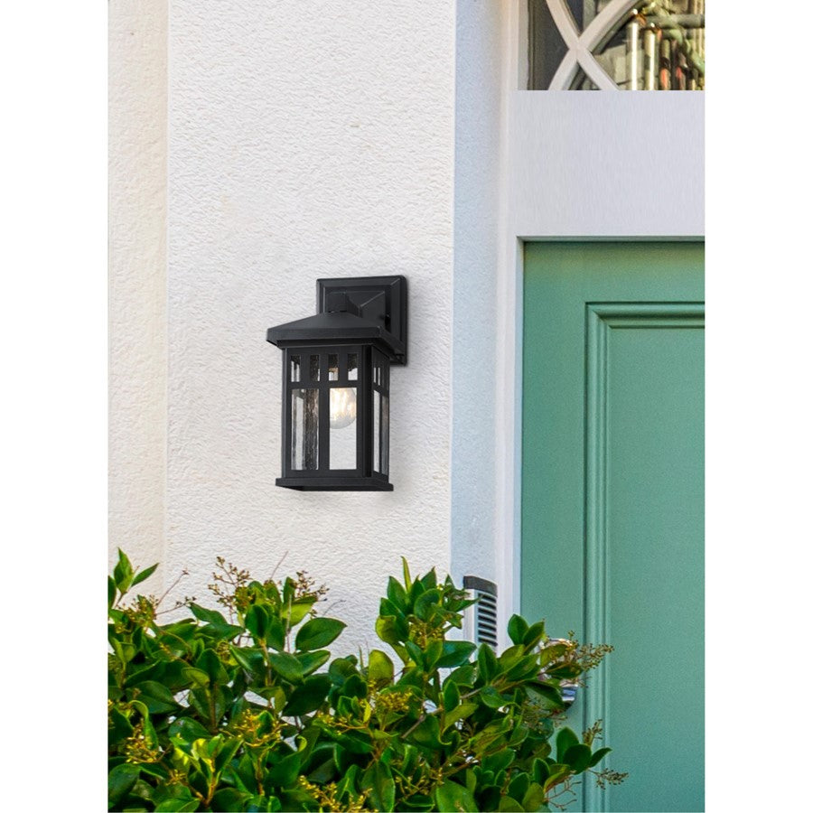 Westinghouse Burnham 1 Light Wall Light, Textured Black/Clear Seeded