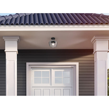 Westinghouse Scholar 1Lt SemiFlush, Textured Black/Clear Seeded Glass