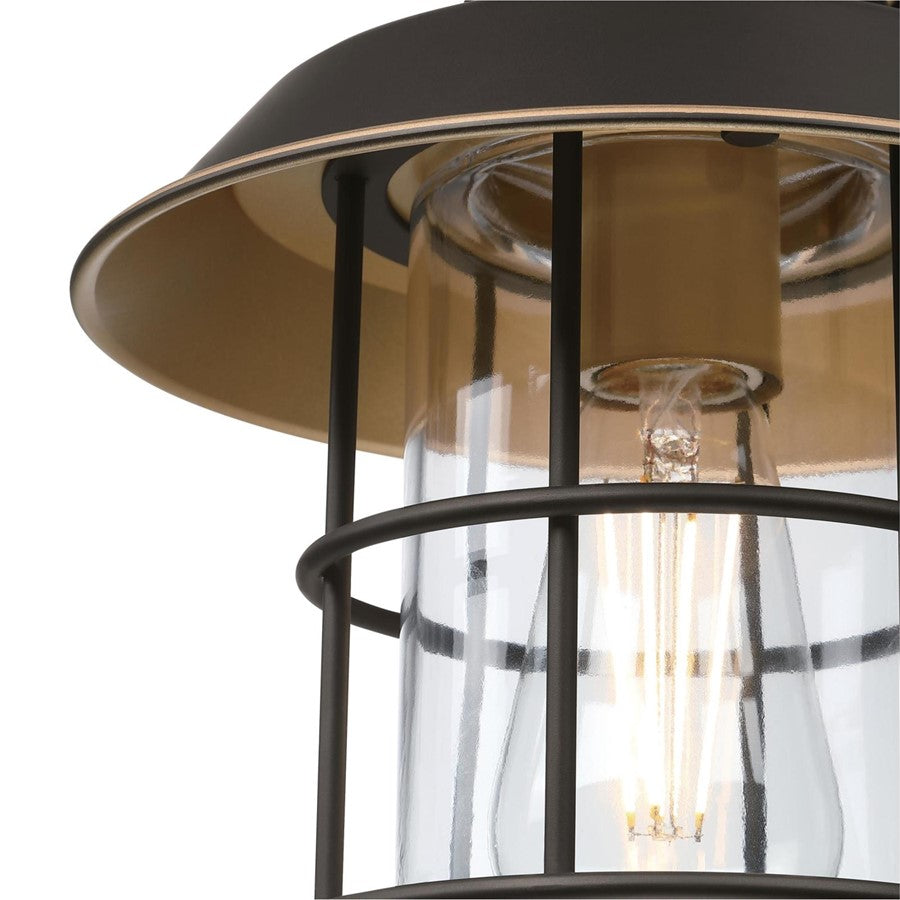 Westinghouse Iron Hill 1Lt Wall Light, Black-Bronze/Hl/Clear with Cage