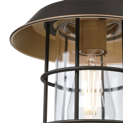 Westinghouse Iron Hill 1-Light Outdoor Wall Sconce | Vintage Black-Bronze and Clear Glass with Cage | Entryway & Patio | Model 6121600