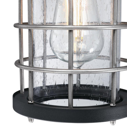 Westinghouse Villa Barone 12in 1-Light Outdoor Wall Sconce | Vintage Textured Black and Industrial Steel with Clear Seeded Glass | Model 6122200
