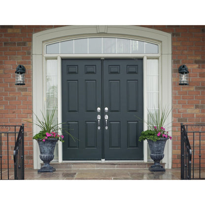Westinghouse Villa Barone 12in 1-Light Outdoor Wall Sconce | Vintage Textured Black and Industrial Steel with Clear Seeded Glass | Model 6122200