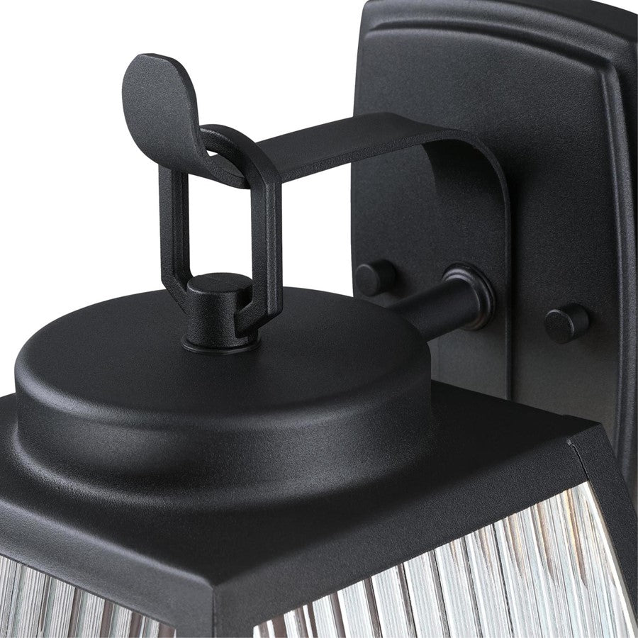 Westinghouse Niko 1 Light Wall Light, Textured Black/Clear Ribbed