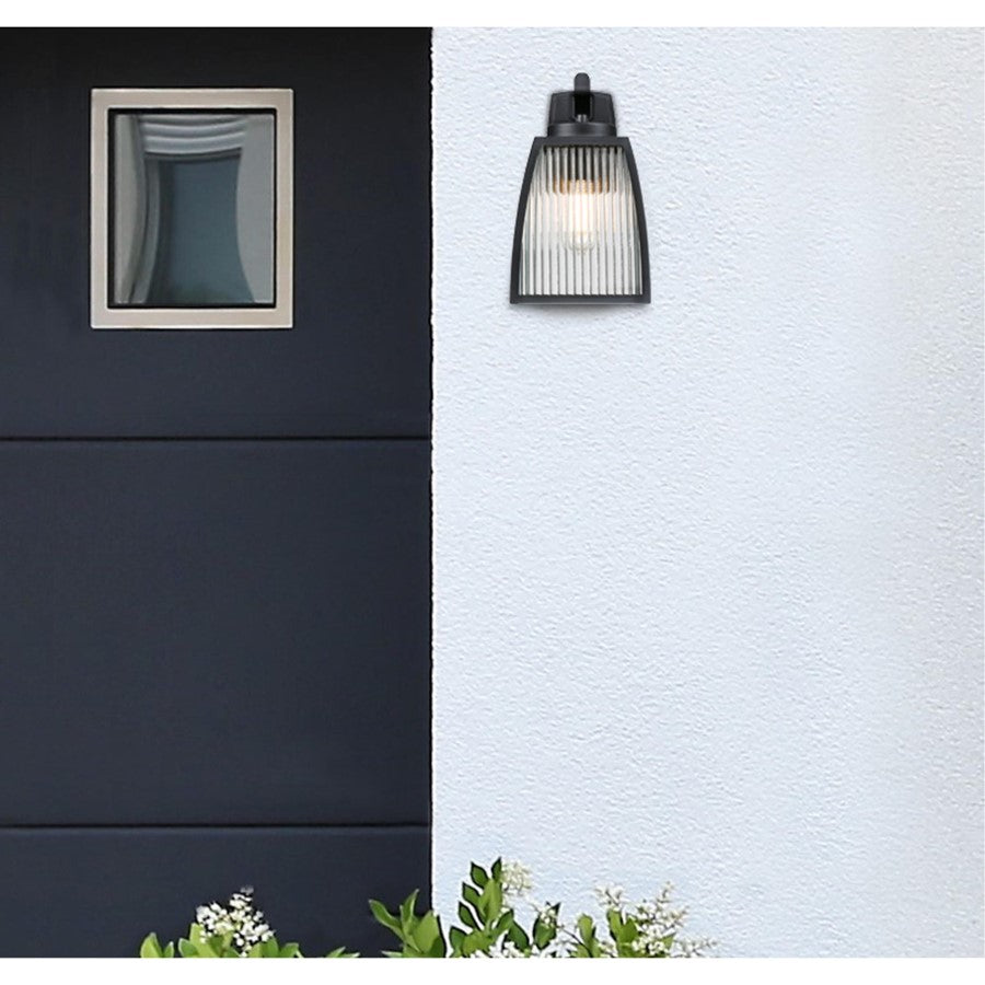 Westinghouse Niko 1 Light Wall Light, Textured Black/Clear Ribbed