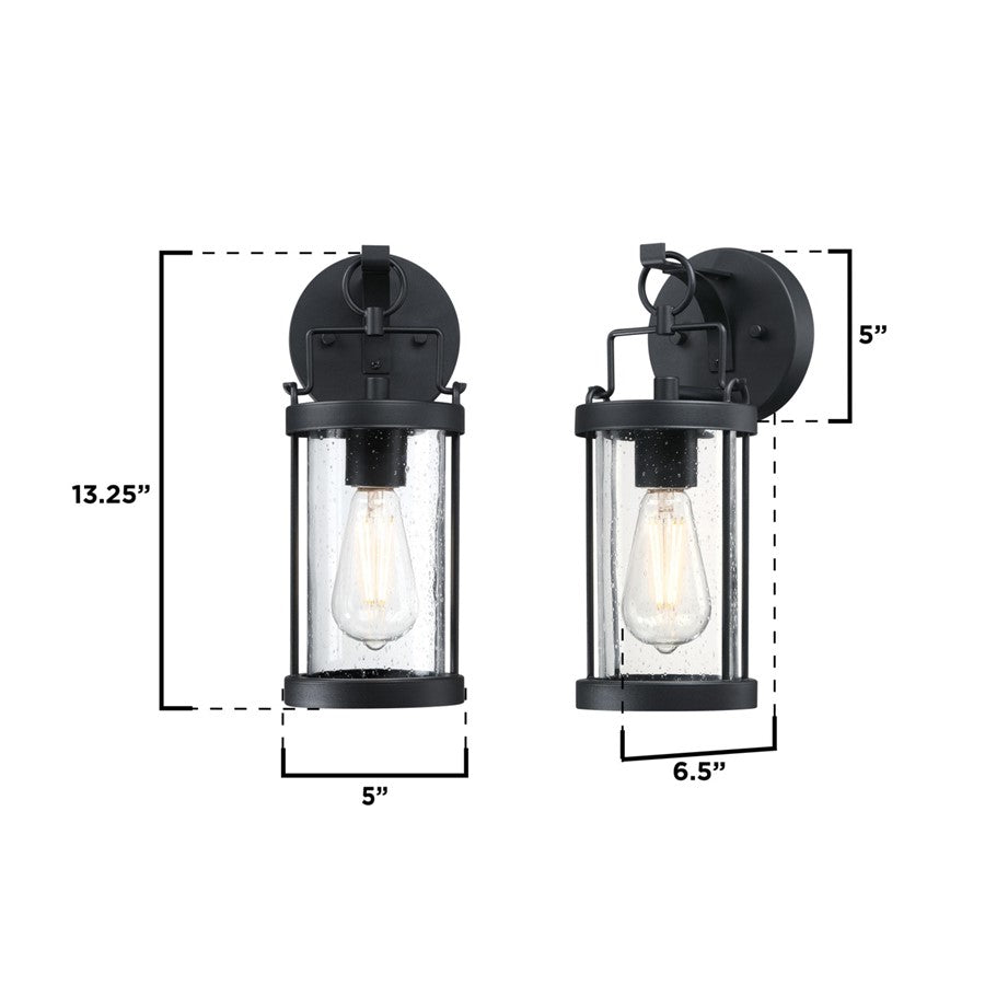 Westinghouse Westcott Bay 1Lt Wall Light, Textured Black/Clear Seeded