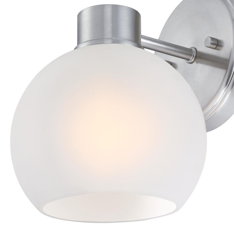 Westinghouse Dorney 6in 1-Light Wall Sconce | Transitional Brushed Nickel and Frosted Glass | Hallway & Bathroom | 6 x 7 x 9 in | Model 6124700