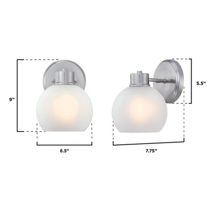 Westinghouse Dorney 6in 1-Light Wall Sconce | Transitional Brushed Nickel and Frosted Glass | Hallway & Bathroom | 6 x 7 x 9 in | Model 6124700