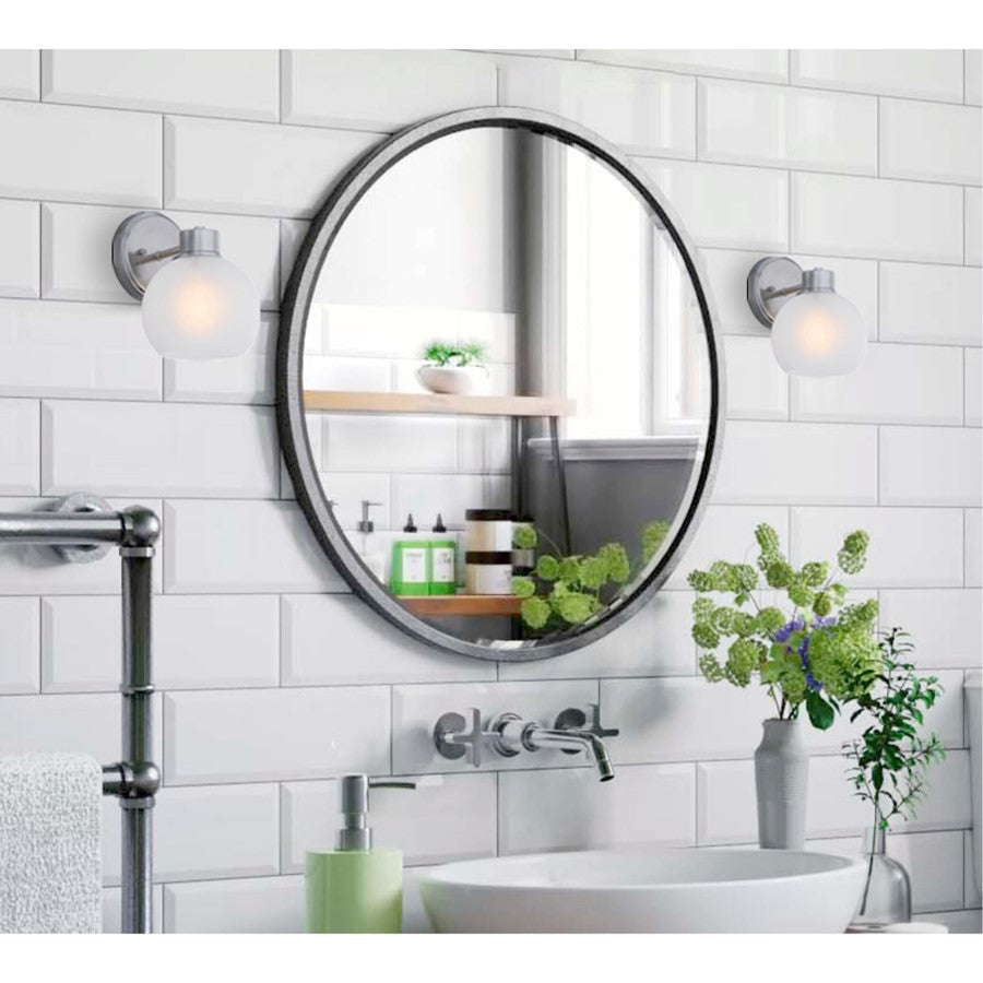 Westinghouse Dorney 6in 1-Light Wall Sconce | Transitional Brushed Nickel and Frosted Glass | Hallway & Bathroom | 6 x 7 x 9 in | Model 6124700