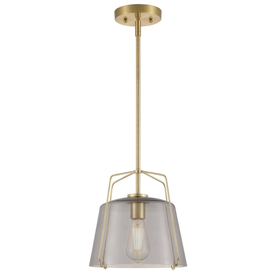 Westinghouse Hallein 10in 1-Light Pendant | Transitional Champagne Brass and Smoke Grey Glass | Kitchen Island & Dining Room | Model 6125100