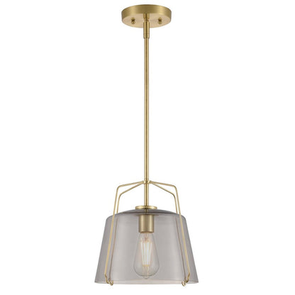 Westinghouse Hallein 10in 1-Light Pendant | Transitional Champagne Brass and Smoke Grey Glass | Kitchen Island & Dining Room | Model 6125100