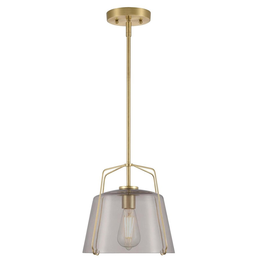 Westinghouse Hallein 10in 1-Light Pendant | Transitional Champagne Brass and Smoke Grey Glass | Kitchen Island & Dining Room | Model 6125100