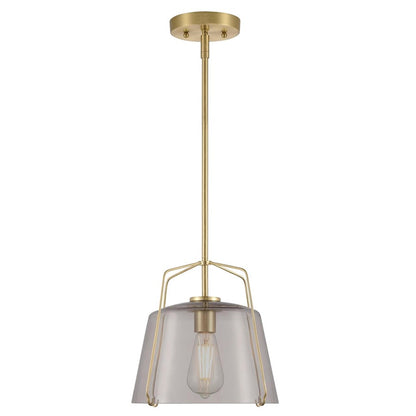 Westinghouse Hallein 10in 1-Light Pendant | Transitional Champagne Brass and Smoke Grey Glass | Kitchen Island & Dining Room | Model 6125100