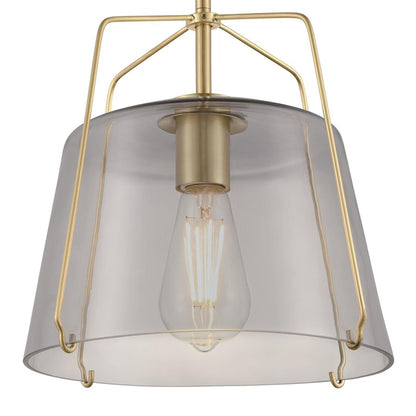 Westinghouse Hallein 10in 1-Light Pendant | Transitional Champagne Brass and Smoke Grey Glass | Kitchen Island & Dining Room | Model 6125100