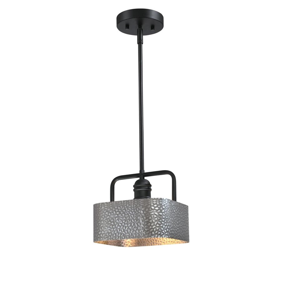 Westinghouse Bexar 8in 1-Light Mini Pendant | Rustic Matte Black and Dark Pewter Metal Shade | Kitchen Island & Dining Room | Model 6125600