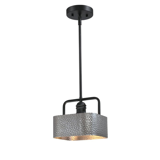 Westinghouse Bexar 8in 1-Light Mini Pendant | Rustic Matte Black and Dark Pewter Metal Shade | Kitchen Island & Dining Room | Model 6125600